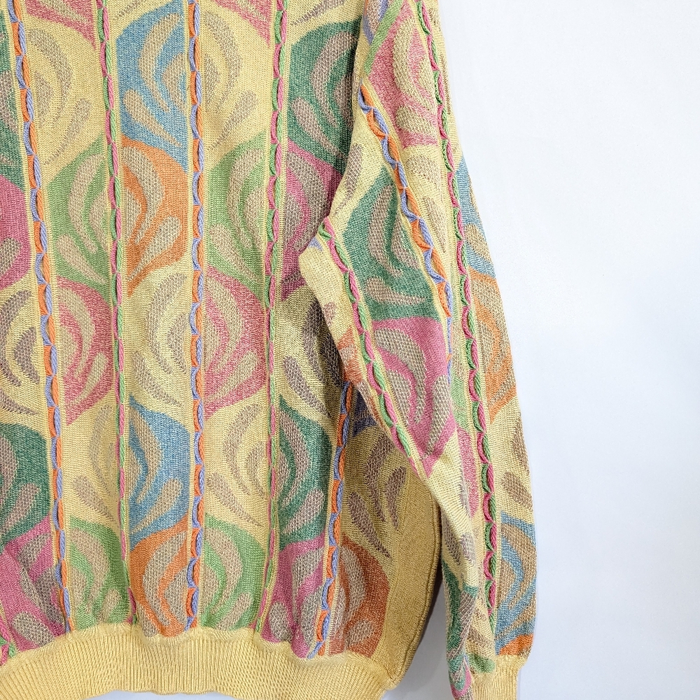 Mens Vintage Sweater Medium Colorful Print 90s style Cotton Blend St. Croix Oggi - Picture 7 of 10